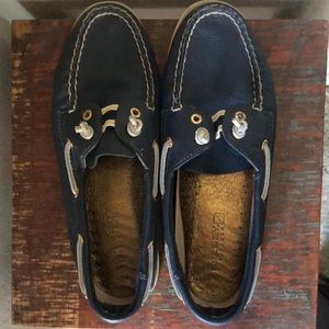Sperry Laceless Navy Blue Boat Shoes